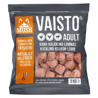 MUSH Barf Frossen Råfoder Vaisto Grå 3 Kg